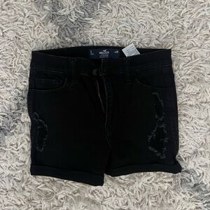 Black ripped denim shorts Hollister size 3